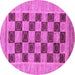 Round Checkered Purple Modern Rug, abs3pur