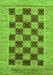 Machine Washable Checkered Green Modern Area Rugs, wshabs3grn
