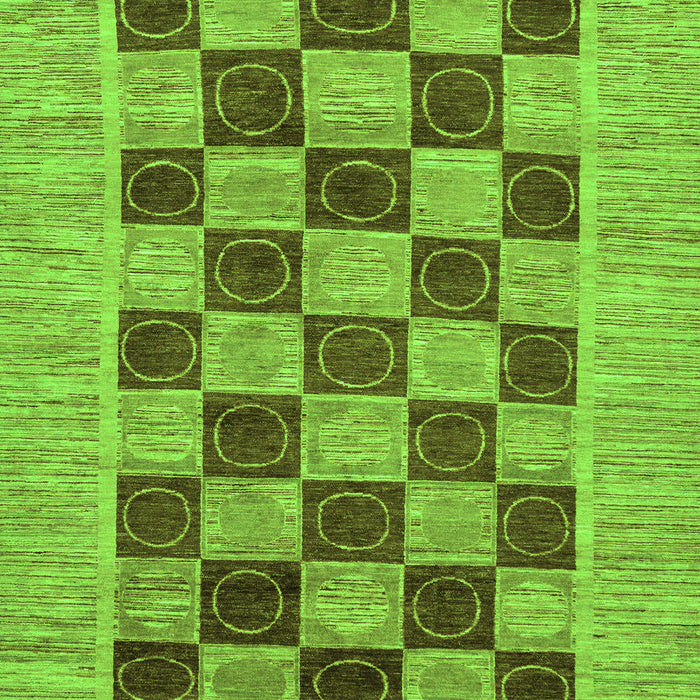 Machine Washable Checkered Green Modern Area Rugs, wshabs3grn