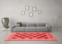 Machine Washable Checkered Red Modern Rug, wshabs3red