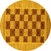 Round Checkered Yellow Modern Rug, abs3yw