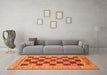 Machine Washable Checkered Orange Modern Area Rugs in a Living Room, wshabs3org