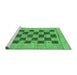 Sideview of Machine Washable Checkered Emerald Green Modern Area Rugs, wshabs3emgrn