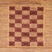 Square Abstract Orange Checkered Rug, abs3