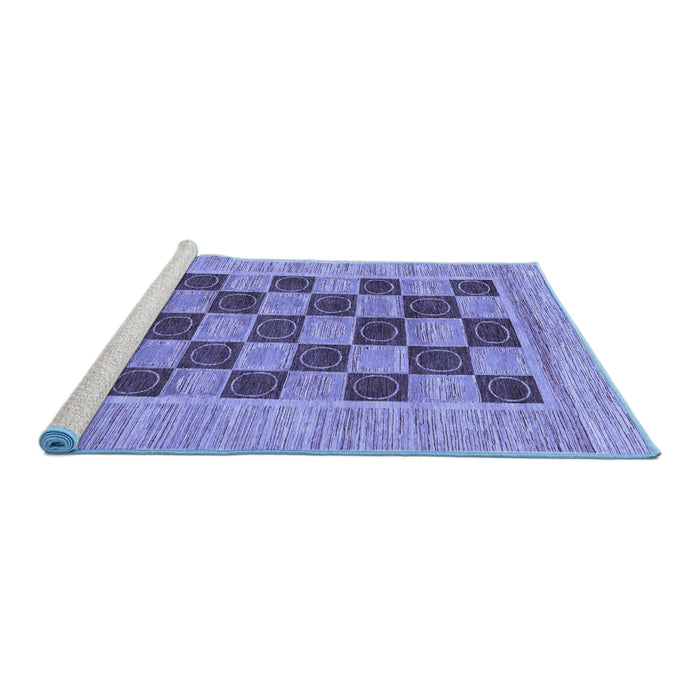 Sideview of Machine Washable Checkered Blue Modern Rug, wshabs3blu
