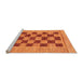 Sideview of Machine Washable Checkered Orange Modern Area Rugs, wshabs3org