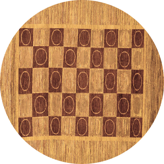 Round Machine Washable Checkered Brown Modern Rug, wshabs3brn