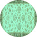 Round Oriental Turquoise Traditional Rug, abs4000turq