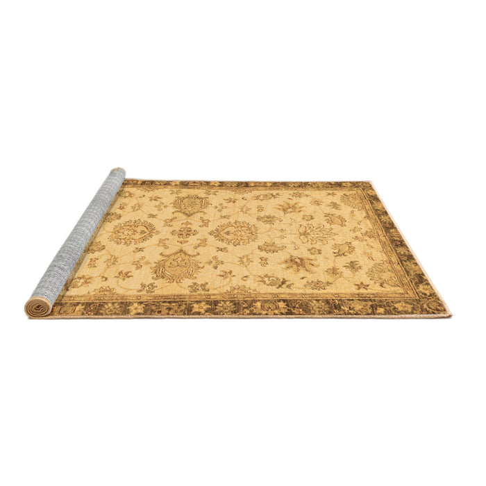 Sideview of Machine Washable Oriental Brown Traditional Rug, wshabs4000brn