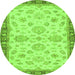 Round Oriental Green Traditional Rug, abs4000grn