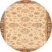 Round Machine Washable Abstract Orange Rug, wshabs4000