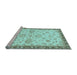 Sideview of Machine Washable Oriental Light Blue Traditional Rug, wshabs4000lblu