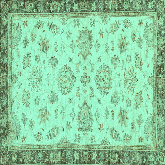 Square Machine Washable Oriental Turquoise Traditional Area Rugs, wshabs4000turq