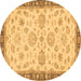 Round Oriental Brown Traditional Rug, abs4000brn