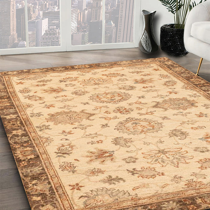 Abstract Orange Oriental Rug in Family Room, abs4000