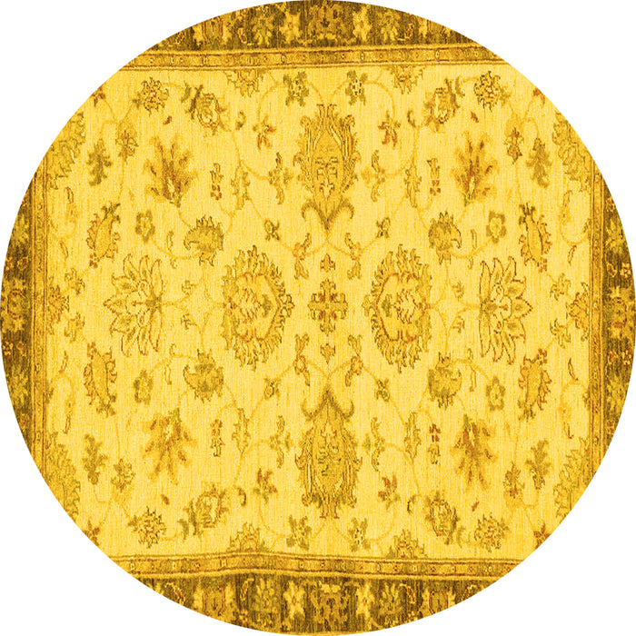 Round Oriental Yellow Traditional Rug, abs4000yw