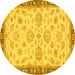 Round Oriental Yellow Traditional Rug, abs4000yw