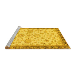 Sideview of Machine Washable Oriental Yellow Traditional Rug, wshabs4000yw
