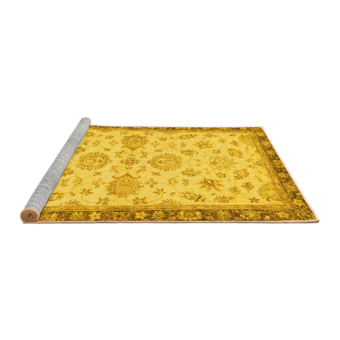 Sideview of Machine Washable Oriental Yellow Traditional Rug, wshabs4000yw