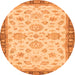 Round Oriental Orange Traditional Rug, abs4000org