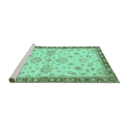 Sideview of Machine Washable Oriental Turquoise Traditional Area Rugs, wshabs4000turq