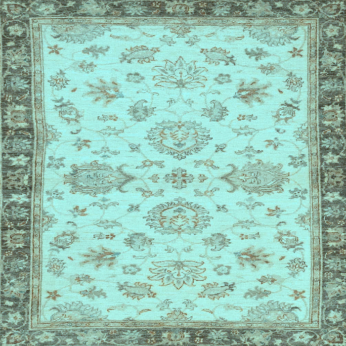 Square Machine Washable Oriental Light Blue Traditional Rug, wshabs4000lblu