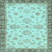 Square Machine Washable Oriental Light Blue Traditional Rug, wshabs4000lblu