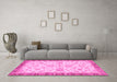 Machine Washable Oriental Pink Traditional Rug in a Living Room, wshabs4000pnk