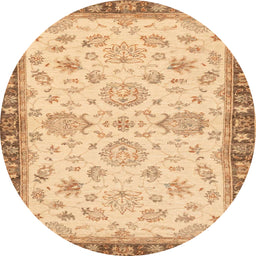 Round Abstract Orange Oriental Rug, abs4000