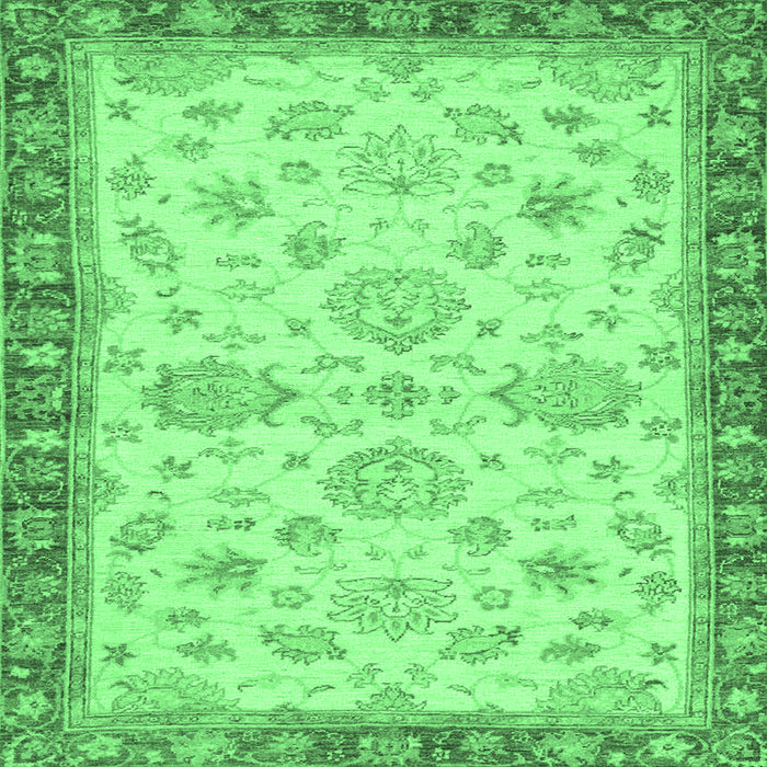 Square Machine Washable Oriental Emerald Green Traditional Area Rugs, wshabs4000emgrn