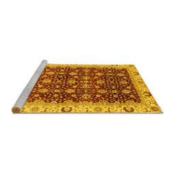Sideview of Machine Washable Abstract Yellow Modern Rug, wshabs4001yw