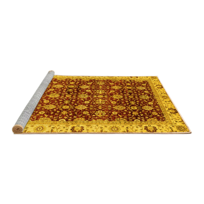 Sideview of Machine Washable Abstract Yellow Modern Rug, wshabs4001yw