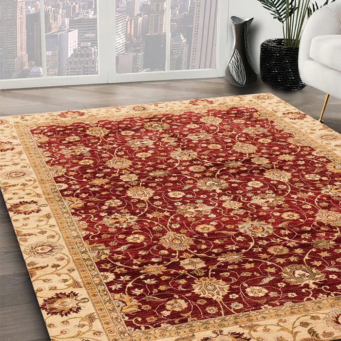 Machine Washable Abstract Red Rug in a Family Room, wshabs4001