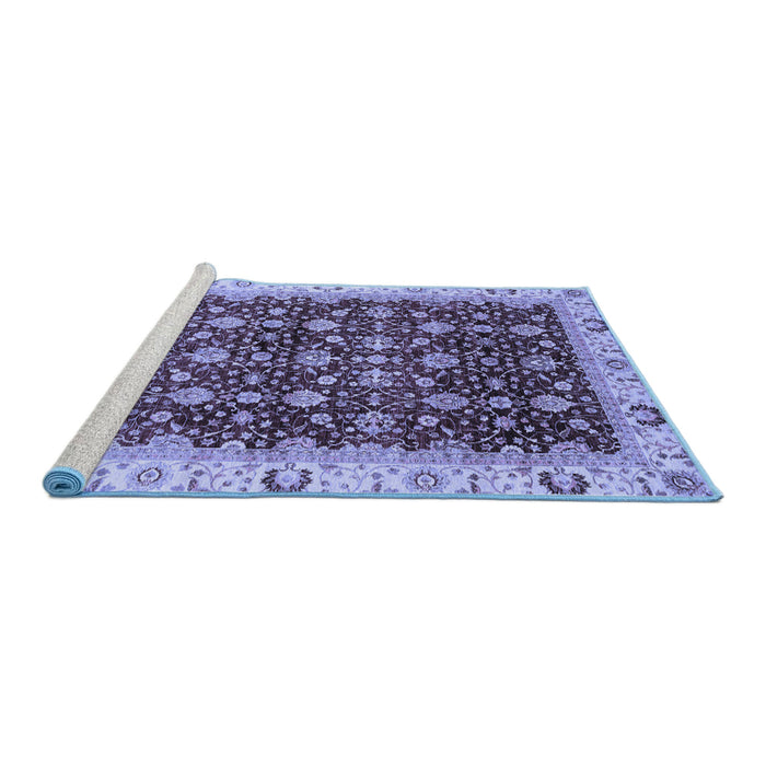 Sideview of Machine Washable Abstract Blue Modern Rug, wshabs4001blu