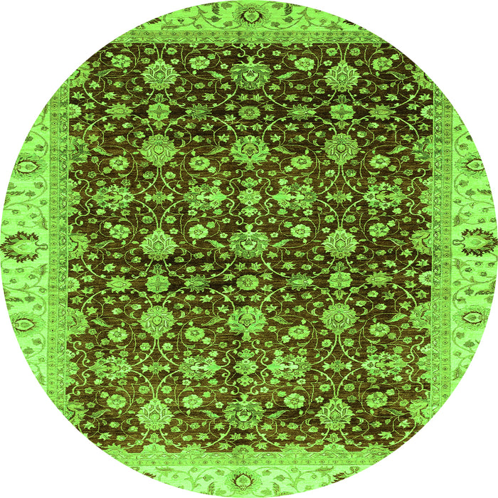 Round Abstract Green Modern Rug, abs4001grn
