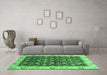 Machine Washable Abstract Emerald Green Modern Area Rugs in a Living Room,, wshabs4001emgrn