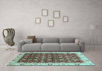 Machine Washable Abstract Light Blue Modern Rug, wshabs4001lblu