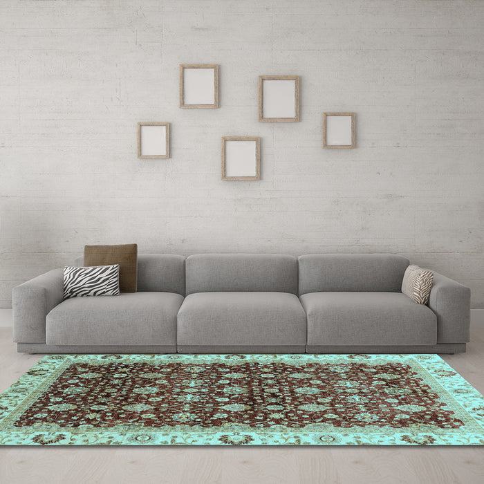 Machine Washable Abstract Light Blue Modern Rug in a Living Room, wshabs4001lblu