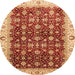 Round Machine Washable Abstract Red Rug, wshabs4001