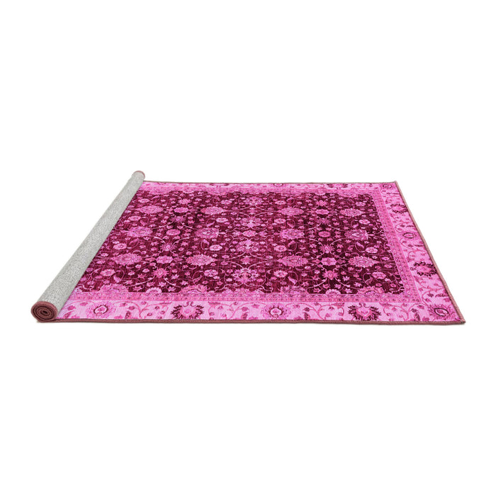 Sideview of Machine Washable Abstract Pink Modern Rug, wshabs4001pnk