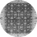 Round Machine Washable Abstract Gray Modern Rug, wshabs4001gry