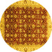 Round Abstract Yellow Modern Rug, abs4001yw