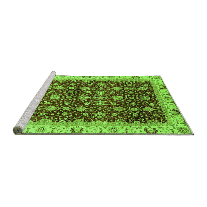 Sideview of Machine Washable Abstract Green Modern Area Rugs, wshabs4001grn