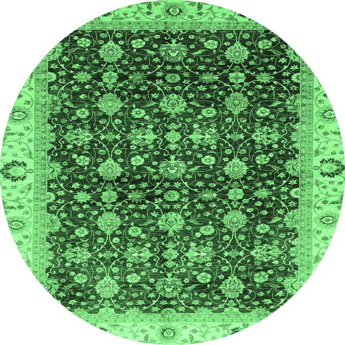 Round Abstract Emerald Green Modern Rug, abs4001emgrn