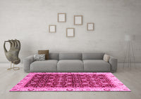 Machine Washable Abstract Pink Modern Rug, wshabs4001pnk