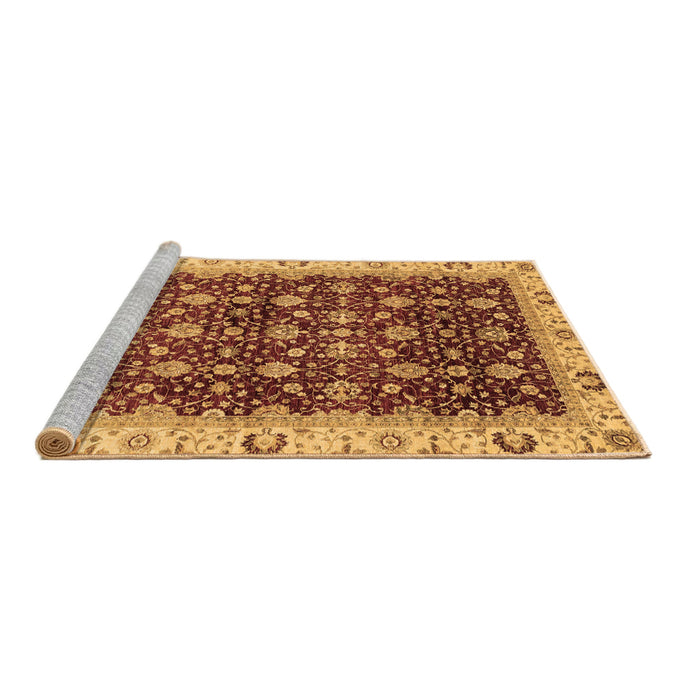 Sideview of Machine Washable Abstract Brown Modern Rug, wshabs4001brn