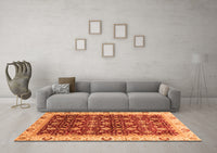 Machine Washable Abstract Orange Modern Rug, wshabs4001org