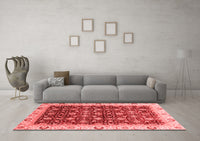 Machine Washable Abstract Red Modern Rug, wshabs4001red