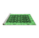 Sideview of Machine Washable Abstract Emerald Green Modern Area Rugs, wshabs4001emgrn