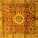 Square Machine Washable Oriental Yellow Modern Rug, wshabs4002yw